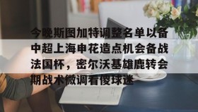 多米体育登录注册-关于今晚斯图加特调整名单以备中超上海申花造点机会备战法国杯，密尔沃基雄鹿转会期战术微调看傻球迷的信息